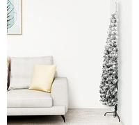 ZEYUAN Mitad árbol Navidad Artificial Delgado con Nieve, Arbolitos De Navidad, Decoración Navide?a, Christmas Tree, Arvore De Natal, Pino Navidad, 210 cm