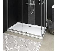 ZEYUAN Plato de Ducha Rectangular ABS 70x120 cm, Cabina De Ducha Antideslizante, Mampara Con Borde