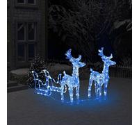 ZEYUAN Reno y Trineo Adorno Navideño 160 Leds, Decoración Exterior, Figura Luz, Reno Luminoso Exterior, Acrílico 130 cm
