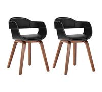 ZEYUAN Sillas de Comedor 2 uds, Silla Cocina, Juego Sillas Comedor Modernas, Sillas Salon, Sillas Decomedor, Cuero sintético y Madera Curvada Negro