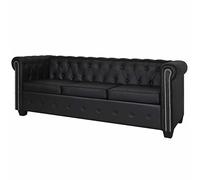 ZEYUAN Sofá Chesterfield de 3 plazas, Sofa Cama, Sofas De Salon, Sillón Sofá Cama, Sofas Modernos, de Cuero Artificial Negro