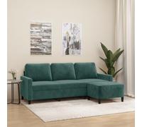 ZEYUAN Sofá de 3 plazas con Taburete de Terciopelo Verde Oscuro 180 cm, Sofas De Salon, Sofa Relax - 3201057