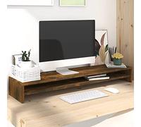 ZEYUAN Soporte Monitor, Soporte Pantalla Ordenador, Soporte Monitor Escritorio, Oficina Accesorios, Accesorios Escritorio, Base Monitor, Madera contrachapada Roble Ahumado 100x24x13 cm