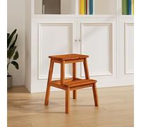 ZEYUAN Taburete 2 peldaños Madera Maciza de Acacia 40x38x50 cm, Taburete Bajo, Taburete Pequeño, Taburete Meditacion, Taburetes De Cocina