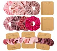 Zeyune Juego de 8 coleteros para el cabello rosa con tarjeta de terciopelo suave, bandas elásticas gruesas, regalos para el día de San Valentín para mujeres y niñas (Be My Galentine)