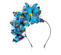 Zeyune Tocado de mariposa para mujer, diadema de mariposa monarca, corona para fiesta de té, disfraz de Halloween, Azul, 1 Count (Pack of 1)