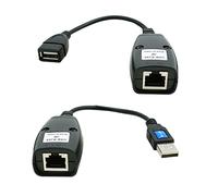 ZEZEFUFU Juego de adaptadores de interfaz USB 2.0 macho y hembra a RJ45 Cat-5/5e/6 Cable LAN adaptador de red extensor sobre repetidor conjunto Plug & Play