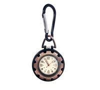 ZEZEFUFU Reloj de bolsillo redondo con llavero, reloj con hebilla y mosquetón, Bronce rojo