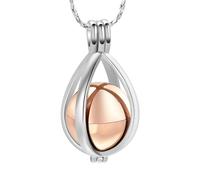 ZEZILE Joyería de cremación, collar de urna en forma de lágrima para cenizas con bolas huecas, colgante de urna en forma de bola, bote de urna, joyería de recuerdo para humanos