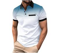 ZEZKT 2024 Camiseta de Manga Corta para Hombre Suelta Solapa Polo Manga Corta Hombre Estampado Degradado Moda Manga Corta Camiseta Básica para Hombre Golf Informal Camiseta Casual