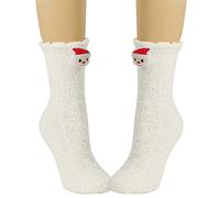 ZEZKT Calcetines Navidad Mujer Calcetines de Felpa Calcetines Invierno Calcetines de Lana Calcetines Gruesos para Dormir Calcetines de Terciopelo Coral Medias Colgantes Con Bonitos Accesorios