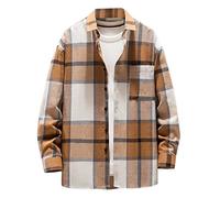 ZEZKT Camisa Acolchada de Cuadros para Hombre Camisa Con Forro de Lana Chaqueta Hombre Otoño Invierno Camisa de Manga Larga Camisa Casual Exterior Moda Plaid Blusa Deportes Chaqueta Casual Jacket