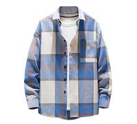 ZEZKT Camisa Acolchada de Cuadros para Hombre Camisa Con Forro de Lana Chaqueta Hombre Otoño Invierno Camisa de Manga Larga Camisa Casual Exterior Moda Plaid Blusa Deportes Chaqueta Casual Jacket