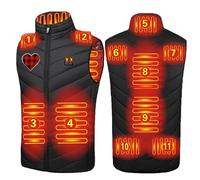 ZEZKT Chaqueta con calefacción for Hombres y Mujeres Chaleco calefactable recargable por USB Chaqueta térmica impermeable con 11 zonas (Batería no incluida) Casual Estampado chaleco de forro polar