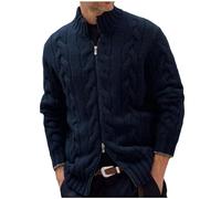 ZEZKT Jumper Hombre Otoño Invierno Jersey Hombre Prendas de Punto Casuales Chaqueta de Punto de Manga Larga Cardigan Chaqueta de Ocio Chaqueta con Cremallera Doble Abierta en Color Liso Top Jacket