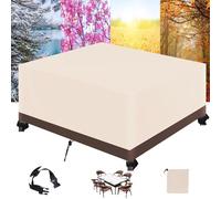 ZFEBHMY Funda Muebles jardín,Tela 420D Oxford Funda de Mesas Sillas Impermeables,Rectangular Anti-UV Exterior Patio Fundas Protectoras de Muebles-Beige Brown|| 213x123x74cm(LxWxH)