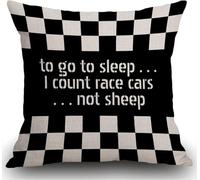 ZFENGYYUAN Funda de cojín decorativa para coche, diseño de fórmula a cuadros, color negro y blanco, para decoración del hogar, 45,7 x 45,7 cm