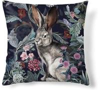 ZFENGYYUAN Fundas de cojín con diseño original de conejo, funda de almohada cuadrada de terciopelo, funda de almohada decorativa para sofá, cama, sofá, sala de estar, dormitorio, decoración del hogar