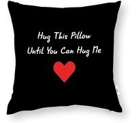 ZFENGYYUAN Hug This Pillow Until You Can Hug Me LOVE - Funda de cojín cuadrada para decoración del hogar, para sofá, dormitorio, coche, novia, 45,7 x 45,7 cm