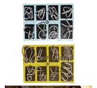 ZFFKZ Juego de 16 piezas de rompecabezas IQ para juegos de ajos para adultos y niños a partir de 6 años, juegos de habilidad con tarjetas de solución, juguetes educativos, juegos de viaje, idea de