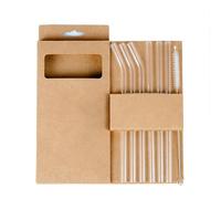 ZFFKZ Juego de 7 pajitas de vidrio con cepillo de limpieza (3 rectas + 3 curvas, 7.9 pulgadas), vidrio de borosilicato urable BPD, pajitas reutilizables para batidos, popote largo para batidos para