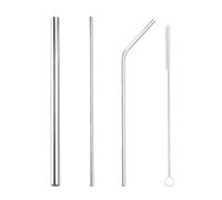 ZFFKZ Pajitas de Acero Inoxidable Reutilizables - Juego de 4: Recta, Curvada, Gruesa + Cepillo | Acero 304 - Ideales para Batidos, Milkshakes y Bebidas Espesas - Aptas para Lavavajillas