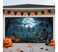 ZFFLYH Cubierta De Puerta Garaje Halloween, Gran Telón De Fondo Colgante para Puerta De Garaje Decoraciones Pared Halloween Terror para Fiestas En Casa Al Aire Libre,Skeleton Army,6.5 * 5FT