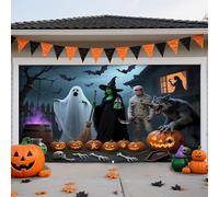 ZFFLYH Cubierta De Puerta Garaje Halloween, Gran Telón De Fondo Colgante para Puerta De Garaje Decoraciones Pared Halloween Terror para Fiestas En Casa Al Aire Libre,Witch a,13 * 6FT