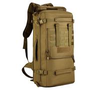 ZFFOZZ 50L Mochila Táctica, Bolsa Grande Multifuncional para Acampada al Aire Libre, Senderismo y Almacenamiento Portátil, Convertible en Bolso Mensajero o Bolso de Mano(Brown)