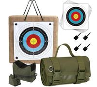 ZFFOZZ Arco de Paja Hecho a Mano, Blanco de Tiro Táctico, con 100 Hojas de Blanco, 4 Clavos, Bolsa de Arena de Soporte y Alfombra Táctica(40 * 40 * 24cm)