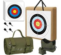 ZFFOZZ Blanco de Arco de Paja Hecho a Mano, Blanco de Tiro Táctico Multifuncional, con 100 Hojas de Blanco 4 Clavos 1 Bolsa de Arena de Soporte y 1 Alfombra de Tiro Táctico(40 * 40 * 18cm)