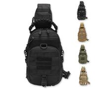 ZFFOZZ Bolsa Bandolera, Mochila de Pecho Para Acampar Impermeable Deportiva Sistema MOLLE Bolsas Bandolera Para Senderismo Escalada Ciclismo y Pesca(Black)