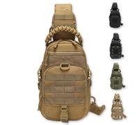 ZFFOZZ Bolsa Bandolera, Mochila de Pecho Para Acampar Impermeable Deportiva Sistema MOLLE Bolsas Bandolera Para Senderismo Escalada Ciclismo y Pesca(Khaki)