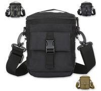 ZFFOZZ Bolsa de cinturón para exteriores, bandolera pequeña de lona clásica vintage táctica cruzada informal para fiestas viajes y senderismo(Black)
