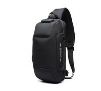ZFFOZZ Bolso Bandolera Para Hombre, Mochilas Antirrobo Con Cargador USB Para Viajes Senderismo Mochila de Pecho Mochila Impermeable Para Deportes Montañismo Hombro(Black)
