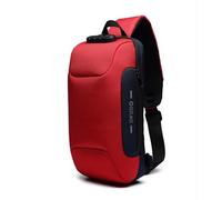 ZFFOZZ Bolso Bandolera Para Hombre, Mochilas Antirrobo Con Cargador USB Para Viajes Senderismo Mochila de Pecho Mochila Impermeable Para Deportes Montañismo Hombro(Red)