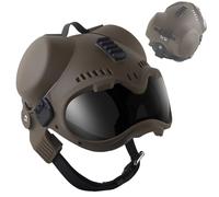 ZFFOZZ Casco Táctico K9 para Perros, con Lentes y Orejeras, para Entrenamiento de Tamaño Mediano de Terrier Belga Holandés y Pastor Alemán para Exteriores(Brown)