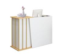 ZFFSCD Mostrador de Recepción, con 4 Espacios de Almacenamiento y Cajón, Mostrador de Recepción con Patas de Acero, para Recepción(Size:120cm,Color:Blanco)