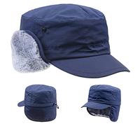 ZffXH Gorro Invierno Hombre, Gorra De Aviador Azul Marino Caliente con Orejeras Forrado Gorras Y Nieve Trapper Sombrero Térmico Viento, Boinas Unisexo para Esquí Ciclismo Aire Libre
