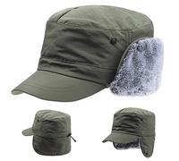 ZffXH Gorro Invierno Hombre, Gorra De Aviador Verde Militar Caliente con Orejeras Forrado Gorras Y Nieve Trapper Sombrero Térmico Viento, Boinas Unisexo para Esquí Ciclismo Aire Libre