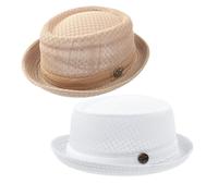 ZffXH Sombrero Pork Pie de Hombre para Verano, Sombrero de Malla de Verano para Pastel de Cerdo, Fresco, Enfriamiento, para Playa, Fiesta, Sombrero Marinero, Porkpie, Sombrero de Breaking Bad, Disfraz