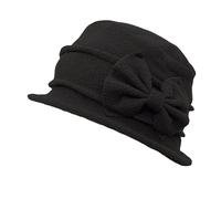 ZffXH Vintage Sombrero, Gorro De Invierno Negro para Mujer Fieltro Trimmed Sombreros Elegante Bowler Punto, Sombreros Campana Los Años 20 Francés Cálido Iglesia con Lazo