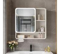 ZFGOJNBH Armario con Espejo Iluminado para baño, Armario con Espejo Rectangular para baño, botón táctil Inteligente, función de eliminación de Niebla con un Clic, Armario de Pared para baño de aleaci