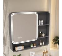 ZFGOJNBH Armario con Espejo Iluminado para baño, Armario con Espejo Rectangular para baño con botón táctil Inteligente, Armario de Pared de aleación de Aluminio para baño con Espacio de almacenamient