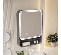 ZFGOJNBH Armario con Espejo Iluminado para baño, botiquín de baño con botón táctil Inteligente, Almacenamiento diversificado, Armario de Pared de baño de aleación de Aluminio con función de eliminaci