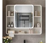 ZFGOJNBH Armario con Espejo para baño, Armario con Espejo Iluminado para baño, botón táctil Inteligente, función de eliminación de Niebla con un Solo Clic, Armario de Pared para baño de aleación de a