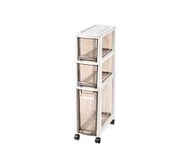 ZFGOJNBH Armario de baño Alto y Estrecho, de Gran Capacidad, para Papel higiénico, con 4 cajones Transparentes y Ruedas, Almacenamiento Vertical para Dormitorio, lavandería y armarios, 20 cm (8 pulga