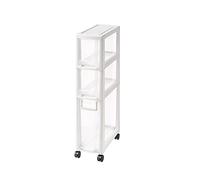 ZFGOJNBH Armario de baño Alto y Estrecho, de Gran Capacidad, para Papel higiénico, con 4 cajones Transparentes y Ruedas, Almacenamiento Vertical para Dormitorio, lavandería y armarios, 20 cm (8 pulga