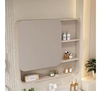 ZFGOJNBH Armario de baño con Espejo, Armario de baño con Espejo Rectangular, Gran Capacidad, Espacio de Almacenamiento Debajo, Armario de Pared para baño de aleación de Aluminio con bisagra silencios