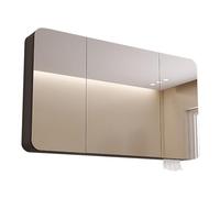 ZFGOJNBH Armario de baño con Espejo Gris Moderno con 3 Puertas, Luces y opción de Montaje Empotrado/Superficie, 100 x 70 x 13 cm (39 x 28 x 5 Pulgadas).